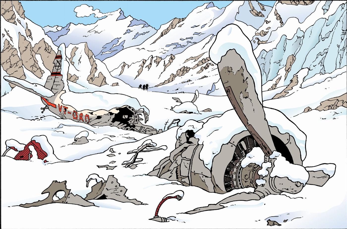 Tintin au Tibet - Avion écrasé page 28